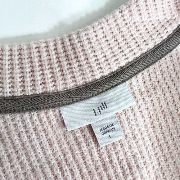J Jill Sweater Waffle Knit Womens Large Buttons Long Sleeve Pink Loose fit - Picture 4 of 9